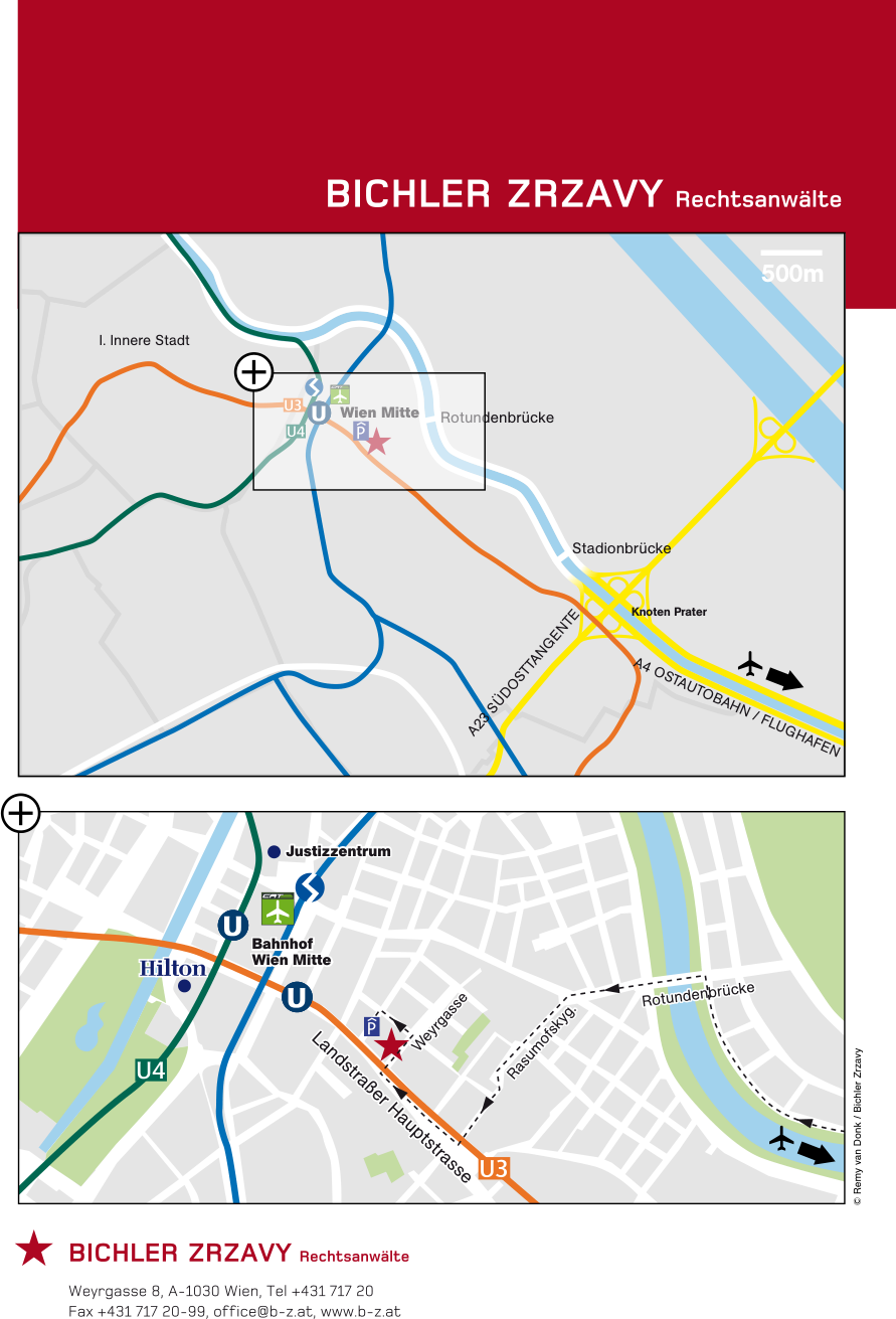 Map to the office, Weyrgasse 8, 1030 Vienna